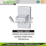 2016 The Hottest Wholesale Price Storage Modern Bath Hardware Factory Supply 304 Stainless Steel Double Robe Hook thumbnail-1