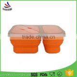 Wholesale Silicone Folding Lunch Box With Dividers Children BPA Free Collapsible Bento Lunch Box thumbnail-1