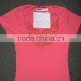 Ladies Short Sleeve T-Shirt, Ladies T-shirt With Lace Decoration at Front thumbnail-1