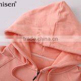 Garment Manufacturer Custom Boutique Cvc Fleece Long Sleeves With Hoodies Women's Coat thumbnail-2