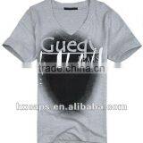 100% Cotton Printed Men's V-neck Short Sleeve T-shirt thumbnail-1