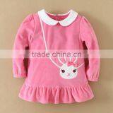 2014 Baby Clothes 100% Cotton Baby Clothes Kids Pink Velvet Dress thumbnail-1