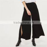 Chic Wide Leg Side Split Palazzo Trousers Black Slack Pants for Ladies thumbnail-5