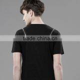 Wholesale 65%cotton 35%polyester Short Sleeve Black Men's t Shirt With Zipper ST-2 thumbnail-2