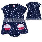 2017 Summer Cinched Short Sleeve Girl Romper One Piece Polka Dot New Born Baby Dress thumbnail-1