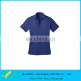 Sexy Deep V-Collar Purple Dri Fit Lycra Short Sleeve Golf Shirts thumbnail-1