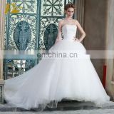 ED Strapless Ivory Ball Gown Bead Appliques Floor Length Tulle Bandage Wedding Dress