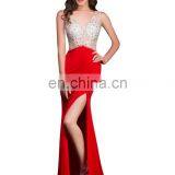 Grace Karin Women Sexy Backless V-Neck High-Split Shining Rhinestone Sequins Red Long Prom Dresses CL008914-1 thumbnail-3
