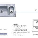 Guangdong Dongyuan Kitchenware UPC Certificated 80/20 Stainless Steel Double Bowl Topmount Kitchen Sinks thumbnail-2