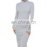 Women's Stretch Slim Turtleneck Knit Dress European and American Fashion Bottoming Sweater Long Skirt thumbnail-6