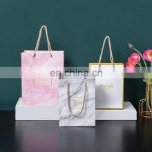 Custom Small Marble Design Pink Wedding Shopping Gift Paper Bags Marble thumbnail-4
