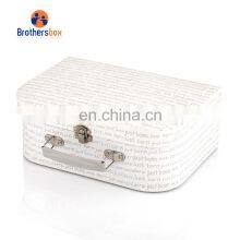 Wholesale custom kids paper cardboard travel suitcase toy storage box with metal handle