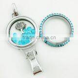 (LL003) 70% off !! 30 mm blue rhinestone crystal floating lanyard locket for company ID badge