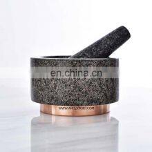 Marble Brass Inlay Mortar & Pestle