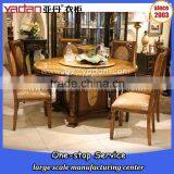 Solid Wood Luxury Hand Carved Marble Top Modern Dining Table for Sale thumbnail-6