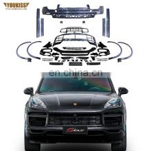 CLY Car Bumpers For 2018-2020 Porsche Cayenne 9Y0 9YA Upgrade Turbo Front Bumper Grille Rear Diffuser Tips Wheel Arch Body Kits