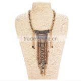 2015 YiWu new products Exaggerated short necklace female character set auger sautoir long tassels design