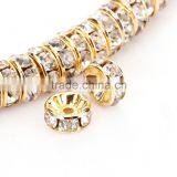 Gold Plated Clear Color #001 Rhinestone Jewelry Rondelle Spacer Beads Variation Color and Size 4mm/6mm/8mm/10mm