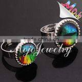 Rainbow cat eye glass beads for fashionable rings 2014 new design