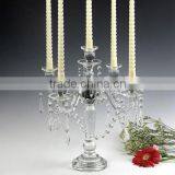 Fantastic 5arms Candelabra With Hanging Crystal for Wedding Centerpieces Quality Choice