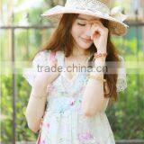 Custom Wholesale Handmade Fashion Floppy Wide Brim Straw Hats With Lace thumbnail-4