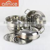 High Quality 28/30/32cm 2 Layers Stainless Steel Steamer Pot for Cooking With Aluminum Capsulated Bottom thumbnail-3