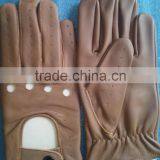 Driving Gloves Open Back Styling With a Snap Closure/NEW TOP QUALITY REAL SOFT LEATHER FINGERLESS MEN'S DRIVING GLOVES