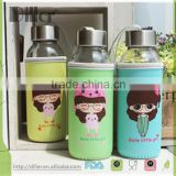 OEM private lable cartoon bottle color glass water bottles