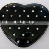 heart shape two sides compact makeup mirror with diamond