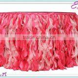 YHK#47 Curly Table Skirt - Polyester Banquet Wedding Wholesale Chair Cover Sash Table Cloth Skirt Linen thumbnail-1