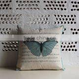 Retro Elegant Design100% Linen Cotton Butterfly Printed Sofa Home Decor Back Rest Cushion Cushion Cover thumbnail-1