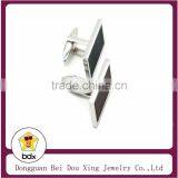2015 New Design Chisel Stainless Steel With Black Genuine Leather Inset Cuff Links thumbnail-2