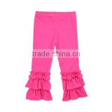 Wholesale 2016 boutique hot pink one small ruffle two bigger ruffle bottom solid girls ruffle pants