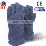 New Arrival Blue Cheap Cow Split Leather Safety Working Long Welding Welder Gloves thumbnail-1