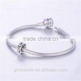 Custom 925 Silver Bead DIY Sterling Silver Charm Wholesale Gracefully Slidable Silver Bead Fit for Woman Bracelet T046 thumbnail-2