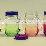 Clear Mason Jar Glass Mug Bottle With Handle and Straw Lid 4 Colors thumbnail-2