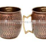 Antique Copper Mugs for Vodka, Moscow Mule Copper Mugs, Hammered Copper Mugs thumbnail-2