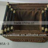 Natural Water Hyacinth Storage Baskets With Wood Handle thumbnail-6