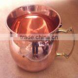 NEW DESIGN BPA FREE SMOOTH MOSCOW MULE 100% PURE COPPER MUG WITH BRASS HANDLE thumbnail-6