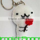 2017 Cute White Bunny With Flower Felt Keychain Made in China