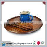 JANPANESE FEATURE VINTAGE ROUND OVAL WOODEN DIP SNACK SERVING FOOD TRAY 12" DIAMETER BREAKFOOD TRAY CN thumbnail-1