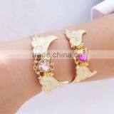Crystal Heart Angel Wing Cuff Bangle Gold Angel Wing Cuff Bangle thumbnail-3