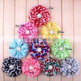 Handmade Fraying Chiffon Flower With Pearl Beads Center for Kids Hair Accessories for Baby Girl thumbnail-1