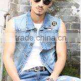 The Summer New Fashion Sleeveless Tank Top Denim Vest Waistcoat for Men thumbnail-2