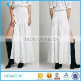 Ladies Crop Top and Long Skirt Sexy Hollow Out off Shoulder Short Sleeve White Beach Dress thumbnail-1
