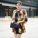 Multicolour Fashion Fox Fur 2014 Wool Overcoat Medium-long Fur Coat thumbnail-2