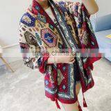 2017 New Spring China Girl Scarf National Wind Geometric Figure Cotton Material for Trip Women Tippet thumbnail-1