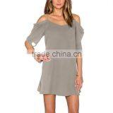 Zm50233b 2017 Spring and Summer Hot Sell Ladies Clothes Chiffon off Shoulder Short Sleeve Slip Dresses thumbnail-6