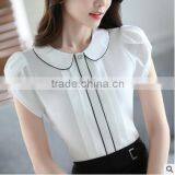 Juqian Brand Fashion Design Short Sleeve New Blouse Summer Ladies Chiffon Shirts thumbnail-3