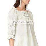 Soft Allover Puckered Weave Mint Linen Stripe Blouse thumbnail-3